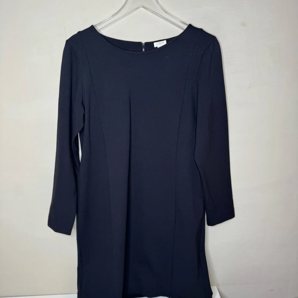 J.CREW Dress Long Sleeve Zip-Up Ponte Sheath Black size L - Picture 2 of 7